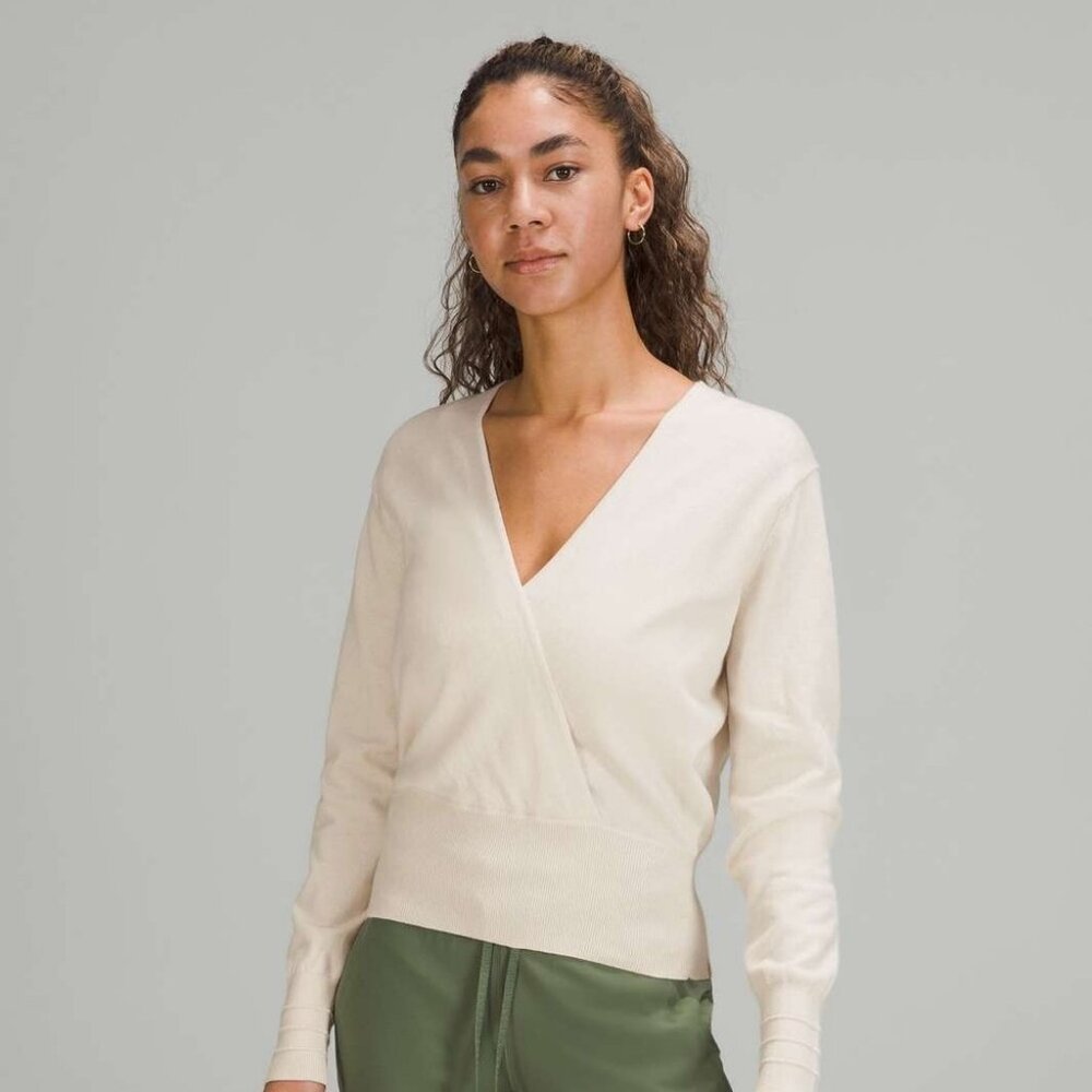 Lululemon Crossover Ribbed Waist Sweater - White Opal